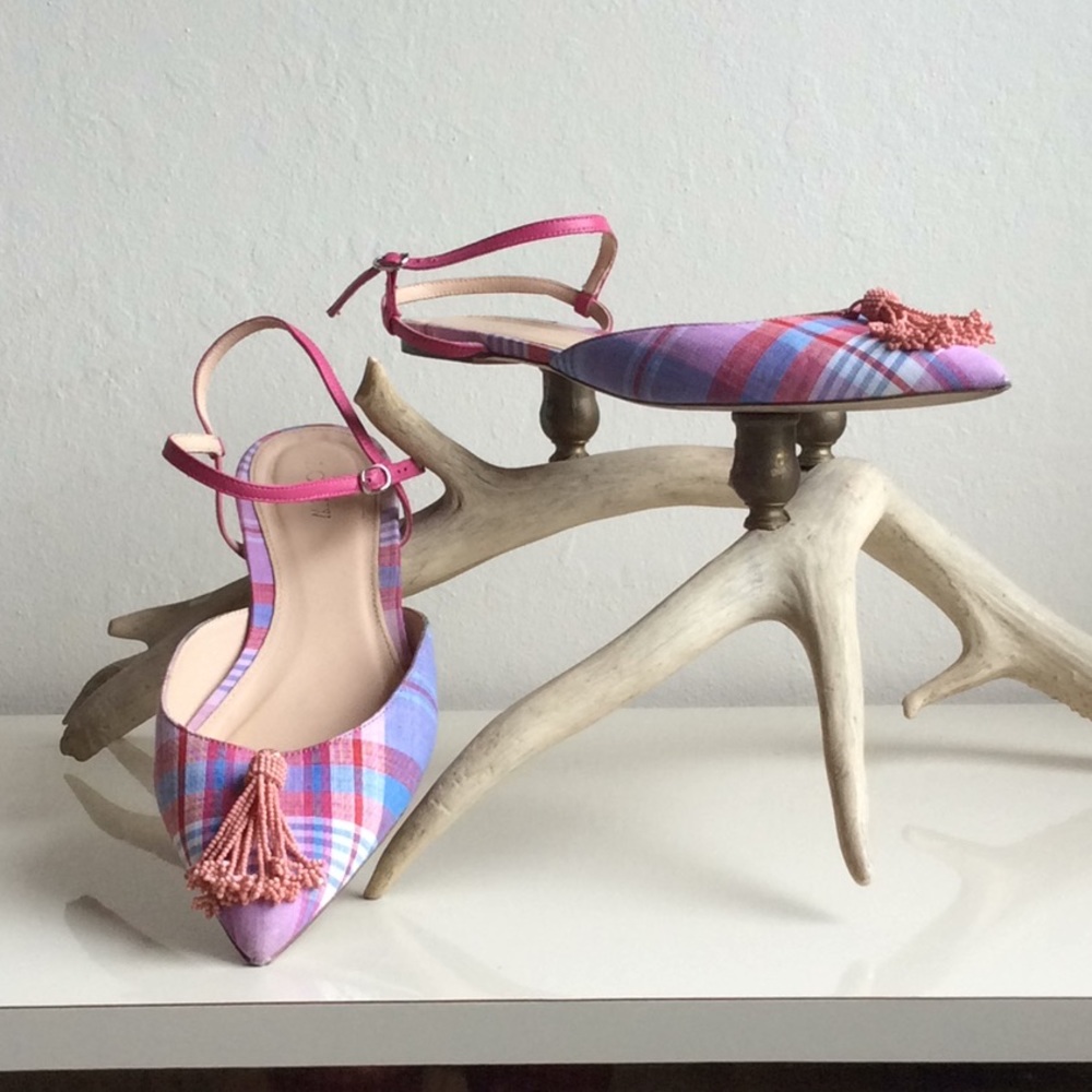 Adorable j. Crew plaid tassel flats